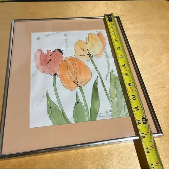 Susan Hamady Framed Signed Print Watercolor “Tulips” 1/18 11”x13” - Picture 5 of 7